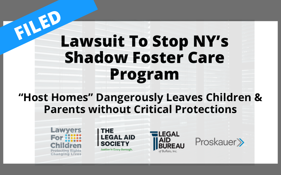 Child Advocates File Lawsuit Seeking to Terminate the New York State Office ofChildren and Family Services’ Host Homes Program